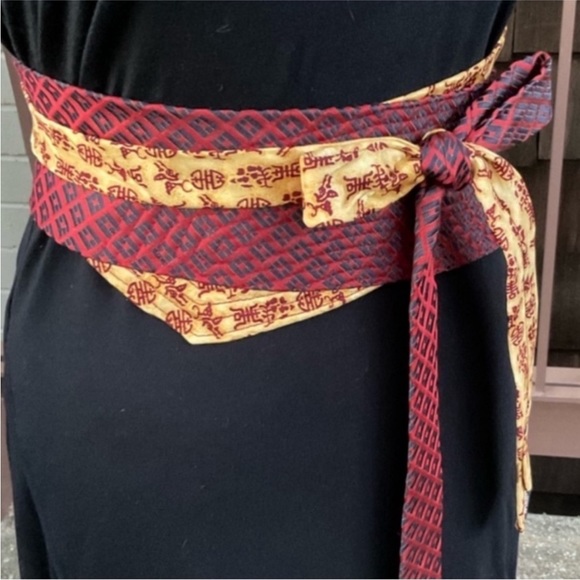 Obi Japanese style Wrap belt handcrafted silk ties upcycled department tile NFS - Picture 9 of 16